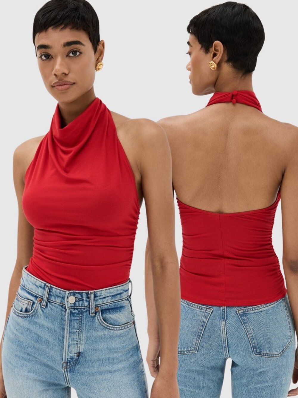 Reformation Enzo Knit Top - Lipstick - Size Medium